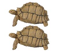 GOTTAJOY 2pcs Lifelike Sulcata Tortoise Statues for Garden Decor Realistic Animal Figurines Cognitive Educational Toys