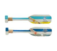GOTTAJOY 2pcs Mediterranean Style Wooden Paddle with Yellow Sailboat and Blue Helmsman Designs 50cm Wall Hanging Desktop Decor for Home