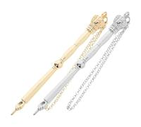 GOTTAJOY 2pcs Metal Torah Pointer with Chain 17cm Gold & Silver Crown Heads for Jewish Bible Reading, Decorations - Adult Mitzvah Gift