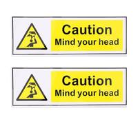 GOTTAJOY 2pcs Mind Your Head Safety Signs Self Adhesive Caution Decals for Stairs Warehouses and Glass Doors