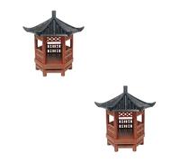 GOTTAJOY 2pcs Miniature Chinese Pavilion Ornament Micro Landscape Decor Traditional Ancient Style Model for Fish Tank Desktop Garden Unique Gift
