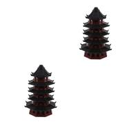 GOTTAJOY 2pcs Miniature Pagoda Model Ancient Chinese Architecture Fish Tank Decor for Desktop Bonsai Garden Aquarium Landscaping Ornament