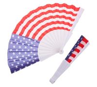 GOTTAJOY 2pcs Patriotic Stars Stripes Folding Hand Fans for July 4th American Flag Theme Party Decorations Birthday Wedding Graduation Events