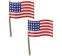 GOTTAJOY 2pcs Patriotic Usa Flag Enamel Alloy Brooch with Star Cutout for Memorial Day Fourth of July Parades Suits Coats Decorations