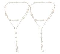 GOTTAJOY 2pcs Pearl Barefoot Anklet for Women Summer Sandals Tassel Foot Chain Jewelry Lightweight Beach Vacation Accessories