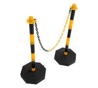 GOTTAJOY 2pcs Plastic Fillable Traffic Delineator Posts with 1m Safety Chains 4pcs Mounting Clips Reflective Collars for Parking Construction Driveways Barrier