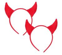 GOTTAJOY 2pcs Red Devil Horns Headband for Women and Girls Halloween Cosplay Theme Party Hair Accessory