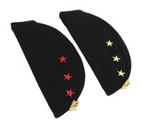 GOTTAJOY 2pcs Russian Sailor Dance Boat Cap with Wheat Spike Black Top Red Yellow Side Stars for Halloween Cosplay Party Costume