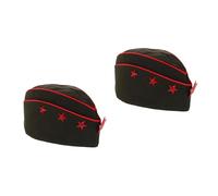 GOTTAJOY 2pcs Russian Sailor Dance Hat Hard Edge Boat Cap with Red Star for Performance and Daily Practice