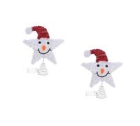 GOTTAJOY 2pcs Snowman Star Tree Topper Lighted Sparkling Metal Christmas Decoration for Holiday Parties Festive Home Decor Seasonal Celebrations