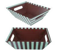 GOTTAJOY 2pcs Striped Heavy-duty Paper Snack Baskets with Handle 24.5x19x9cm Greaseproof for Bread Candy Treats Party Picnics