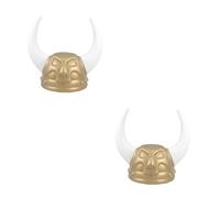 GOTTAJOY 2pcs Viking Horned Helmet Medieval Devil Warrior Hat Plastic Cosplay Headwear for Pirate Costume Party Accessories