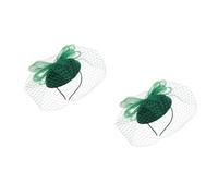 GOTTAJOY 2pcs Vintage Fascinator Hat with Mesh Veil Rhinestone Headband for Wedding Tea Party Bridal Shower Photoshoots