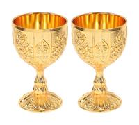GOTTAJOY 2pcs Vintage Medieval Style Metal Chalice Goblet for Cocktails Party Decor and Home Display