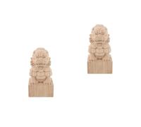 GOTTAJOY 2pcs Wood Lion Sculpture Finial for Staircase Columns Handrail Post 8x8x15cm Unfinished Wooden Railing Ornament