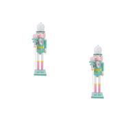 GOTTAJOY 2pcs Wooden Nutcracker Soldier Christmas Decorations 38cm Green Holiday Tabletop Shelf Fireplace Ornaments
