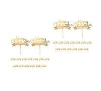 GOTTAJOY 30pcs Christmas Cake Topper Acrylic Merry Happy New Year Winter Holiday Party Dessert Decorations for Bakery