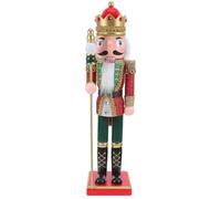 GOTTAJOY 38cm Glitter Pink Nutcracker Figurine Christmas King Decoration with Green Feet and Royal Scepter for Holiday Tabletop Fireplace Shelf