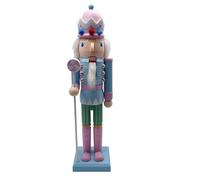 GOTTAJOY 38cm Pastel Blue Christmas Nutcracker Soldier Wooden Ornament Candy Colored Figure Traditional Holiday Decor for Desktop Table Collection