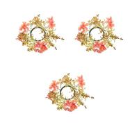 GOTTAJOY 3pcs Artificial Flower Spring Candle Ring Wreath for Fall Thanksgiving and Autumn Wedding Door Tabletop Decoration