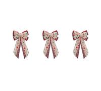 GOTTAJOY 3pcs Christmas Bowknot Ornament with Plaid Dot Ribbon for Tree Wreath Fireplace Holiday Decor