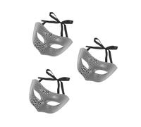 GOTTAJOY 3pcs Cracked Flat Top Half Face Mask Scary Halloween Costume Prop for Adults Party Cosplay