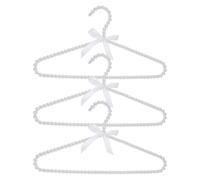 GOTTAJOY 3pcs Faux Pearl Beaded Clothes Hangers with Ribbon Bowknot for Wedding Dress Coat Shirt Wardrobe Storage White