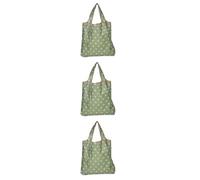 GOTTAJOY 3pcs Foldable Waterproof Reusable Eco-friendly Shopping Tote with Handles Heavy Duty Large Capacity for Daily Groceries Travel and Gifting Polka Dot Green