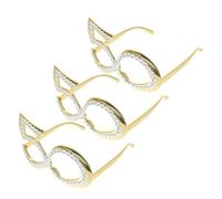 GOTTAJOY 3pcs Gold 50th Birthday Party Glasses Anniversary Photo Booth Props Novelty Eyewear Decorations