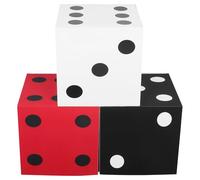 GOTTAJOY 3pcs Jumbo 28cm Dice Casino Party Decorations for Vegas Themed Birthdays Proms Graduations Centerpieces in White Red Black