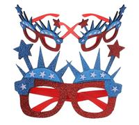 GOTTAJOY 3pcs Patriotic Statue of Liberty Sunglasses Red White Blue Stars Crown Design for Independence Day Party Funny Novelty Accessories for Adults