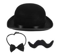 GOTTAJOY 3pcs Sherlock Holmes Detective Costume Set Black Hat Beard Bow Tie Victorian Dress Up Accessories for Stage Play Cosplay