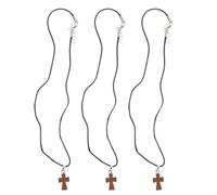 GOTTAJOY 3pcs Wooden Cross Pendant Necklace for Women Men Teens Lightweight Mini with Adjustable Rope Chain Diy Jewelry Everyday Wear