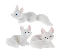 GOTTAJOY 3sets Cute Miniature Simulated Resin White Fox Figurines for Micro Fairy Garden Pond Decorations