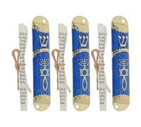 GOTTAJOY 3sets Jewish Mezuzah Case with Scroll 4.1inch Metal Hebrew Decor House Blessing Gift for Family Gold Blue
