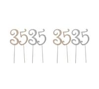 GOTTAJOY 4pcs 35th Birthday Cake Topper Silver Gold Rhinestone Number Decoration for Anniversary Party Centerpiece
