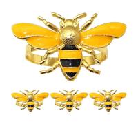 GOTTAJOY 4pcs Adorable Yellow Bumblebee Napkin Rings Set for Weddings Birthdays Picnics and Baby Showers