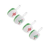 GOTTAJOY 4pcs Charming Plush Mahjong Tile Keychains for Bags and Keys Decoration with Fortune and Bird Designs