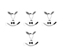 GOTTAJOY 4pcs Cute Super Soft Grey Donkey Animal Ears Headband for Kids Costume Performance Cosplay Accessory