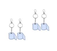 GOTTAJOY 4pcs Funny Acrylic Toilet Paper Keychain Transparent Purse Charm Backpack Accessories Party Favor Supplies