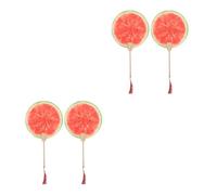 GOTTAJOY 4pcs Handmade Watermelon Painted Chinese Style Paper Fans for Summer Travel Party Wedding Outdoor Events