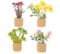 GOTTAJOY 4pcs Mini Artificial Succulent Plants with Magnetic Base for Refrigerator Office Locker and Home Decor Simulation Potted Fridge Magnets