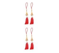 GOTTAJOY 4pcs Red Gourd Double Tassel Rearview Mirror Hanging Ornaments Creative Stylish Car Interior Accessories