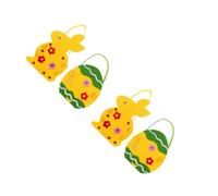 GOTTAJOY 4pcs Reusable Felt Easter Bunny and Egg Baskets Set for Candy Storage Diy Party Gifts - Rabbit 13x28cm & 13.5x27cm