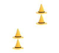 GOTTAJOY 4pcs Yellow Felt Witch Hat Bendable Pointed Wizard Cap for Halloween Cosplay Costume Adults Kids