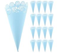 GOTTAJOY 50pcs Hollow Lace Paper Flower Cones Colorful Confetti Holders for Wedding Party Celebrations and Events