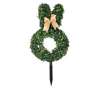 GOTTAJOY 55cm Hollow Head Artificial Rabbit Plant Topiary with Easter Bow Realistic for Home Garden Decoration Featuring Stake Non-lighted