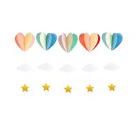 GOTTAJOY 5pcs 3d Heart Cloud Star Hanging Ornaments Mixed Colors for Kids Bedroom Birthday Wedding Festive Decor