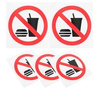GOTTAJOY 5pcs Factory Safety Warning Stickers No Food or Drinks Allowed High-visibility Self-adhesive Labels for Workplace Industrial Prohibition Decals 10x10cm