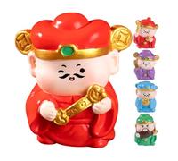 GOTTAJOY 5pcs Micro Landscape Creative Diy Chinese Wealth Gods Figurines for New Year Car Dashboard and Desktop Mini Decor